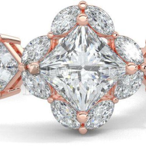 18K Rose Gold Diamond Cluster Ring
