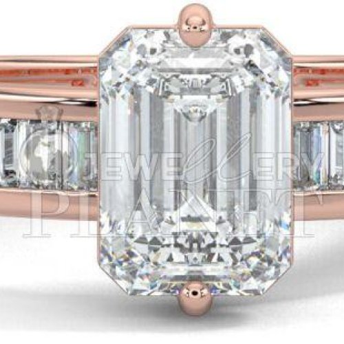 18K Rose Gold Emerald Cut Diamond Engagement Ring