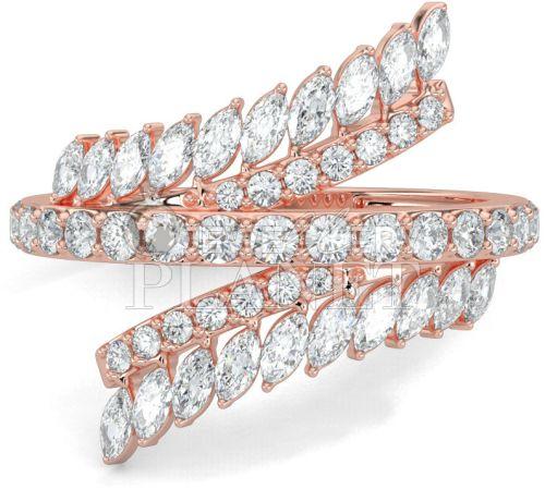 18K Rose Gold Fern Leaf Diamond Ring