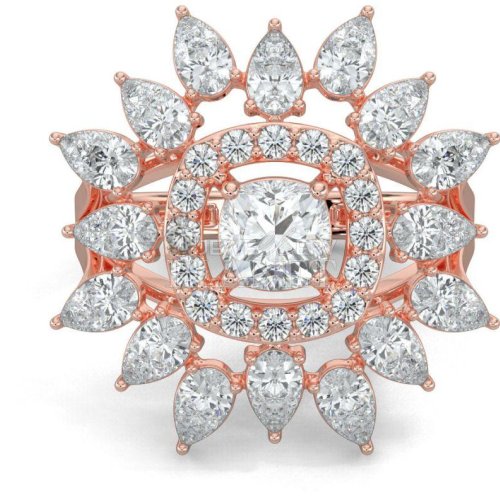 18K Rose Gold Floral Cluster Diamond Ring