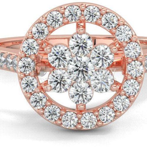 18K Rose Gold Flower Cluster Diamond Ring