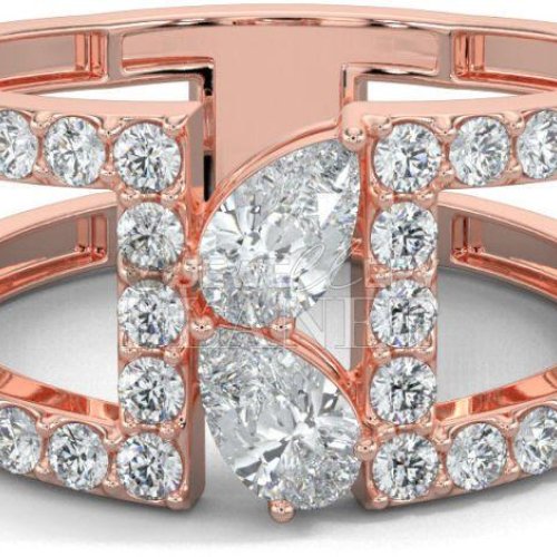 18K Rose Gold Pear Cut Duet Diamond Ring