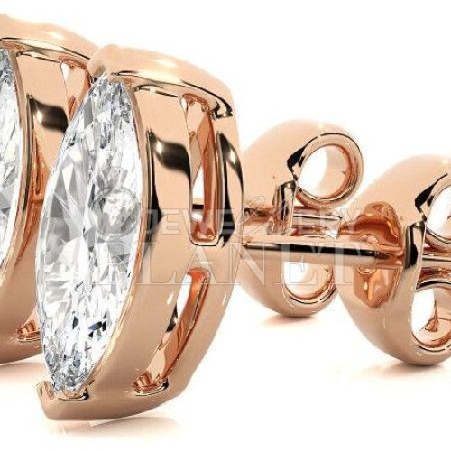 18K Rose Gold Round Diamond Stud Earrings