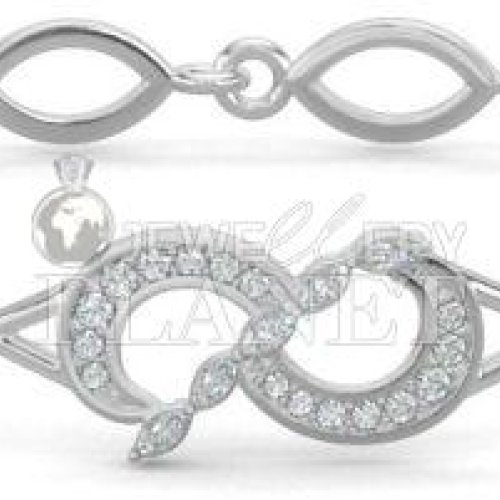 10K White Gold Interlocked Diamond Bracelet