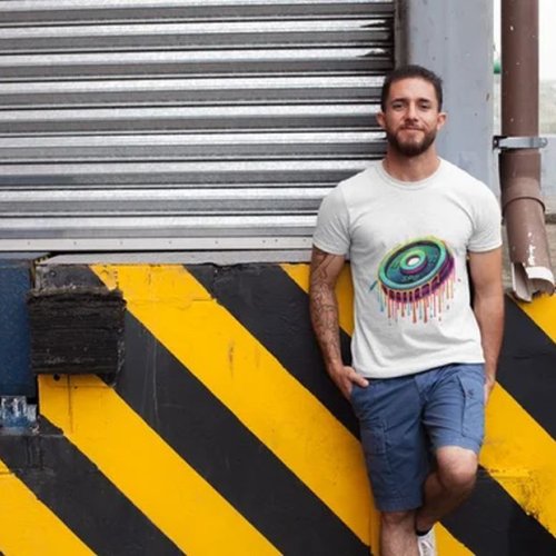 Cotton Neon Drip Speed Disc Graphic Mens Printed T-Shirt