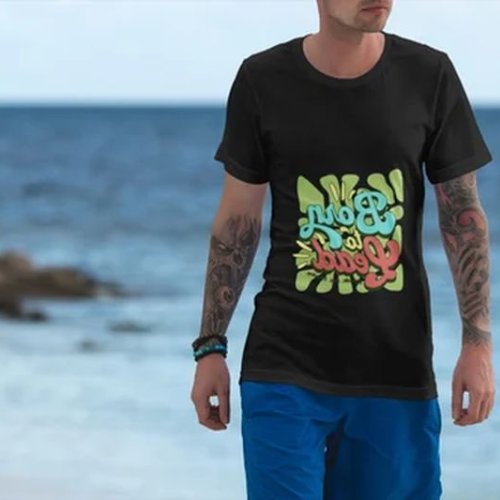 Polyester Born to Lead Beach Vibes Graphic Mens Printed T-Shirt