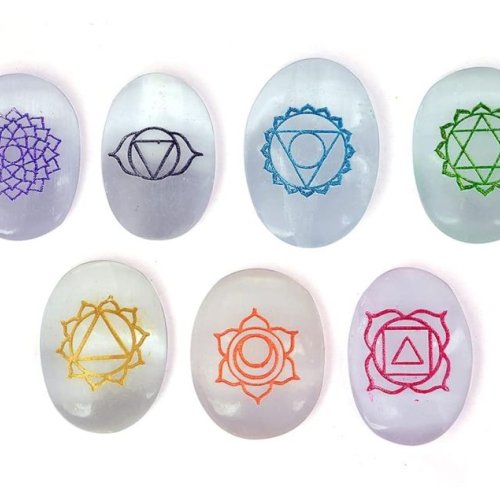 Selenite 7 Chakra Stone
