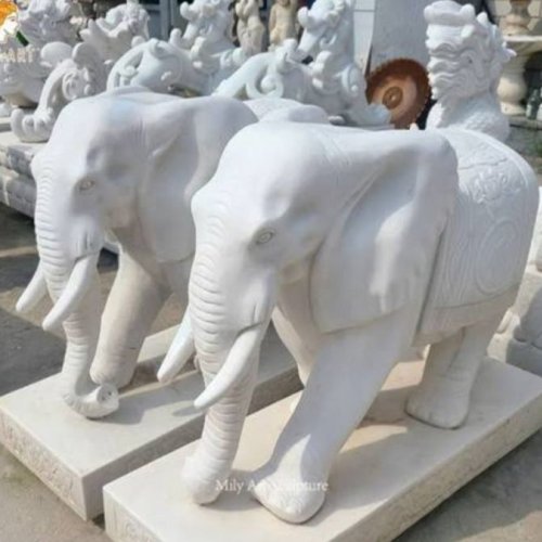 30 Inch Sandstone Carved Sculpture Elephant