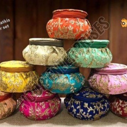 Multicolor Embroidery Matki Shape Bangle Box