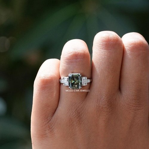 Baguette Cut Moissanite Ring