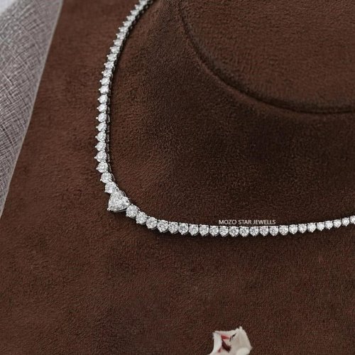 heart brilliant moissonite diamond necklace
