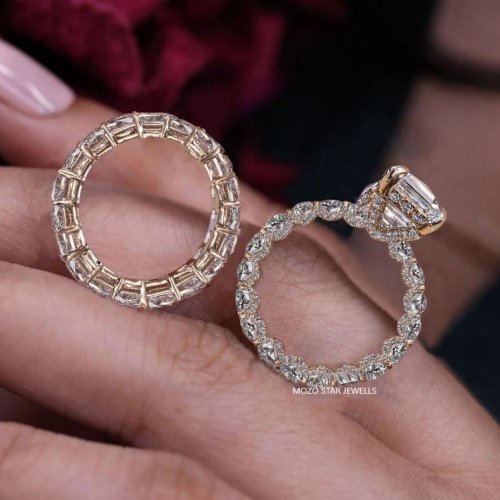 Hidden Halo and Eternity Wide Band Moissanite Ring