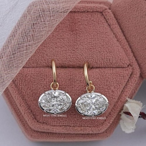 Oval Cut Moissonite Diamond Earrings