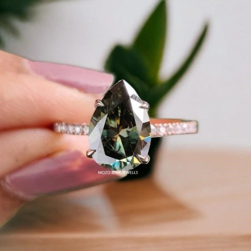 Pear Cut Moissanite Diamond Ring