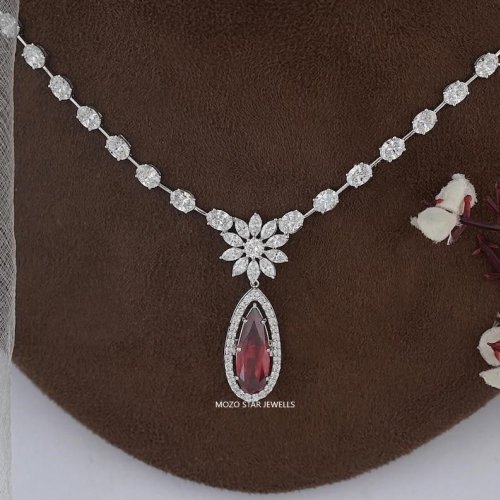 Pear Cut Moissonite Diamond Necklaces