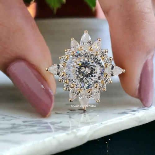 Portuguese Cut Moissanite Ring