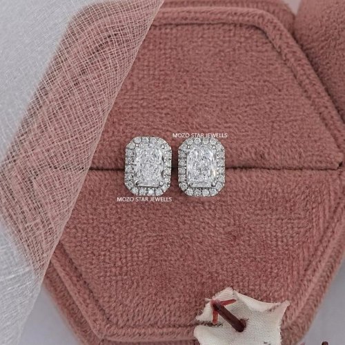 Radiant Moissonite Diamond Earrings