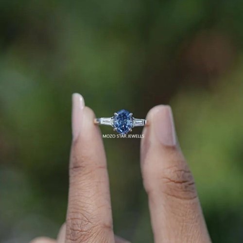 Step Cut Oval Moissanite Ring