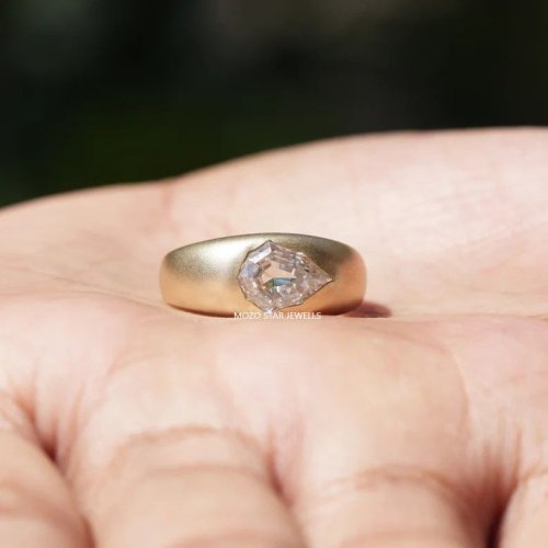 Step Cut Pear Moissanite Ring