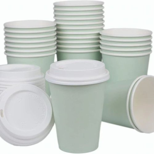 10oz Premium Plain Paper Cups with Lids