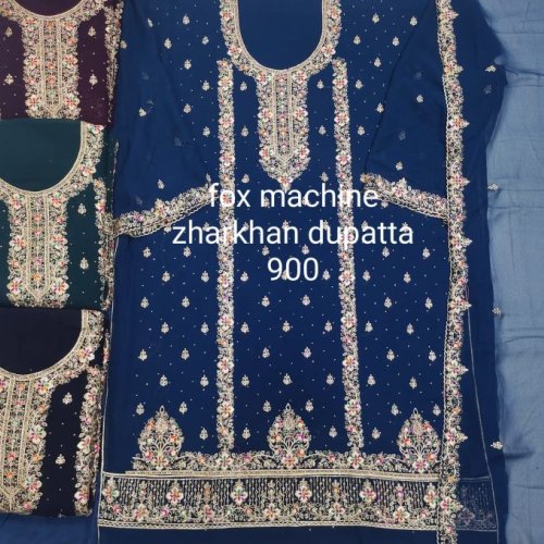 Ladies Multicolor Fox Machine Jarkan Suit with Dupatta