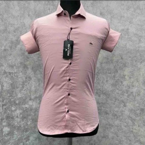 Mens Light Pink Solid Casual Shirt