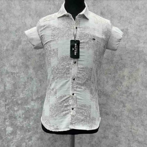 Trendy Leaf Pattern Slim Fit Casual Shirt