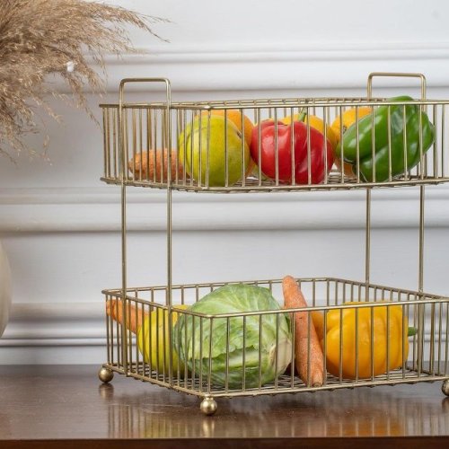 Metal 2 Tier Fruits Vegetable Storage Basket