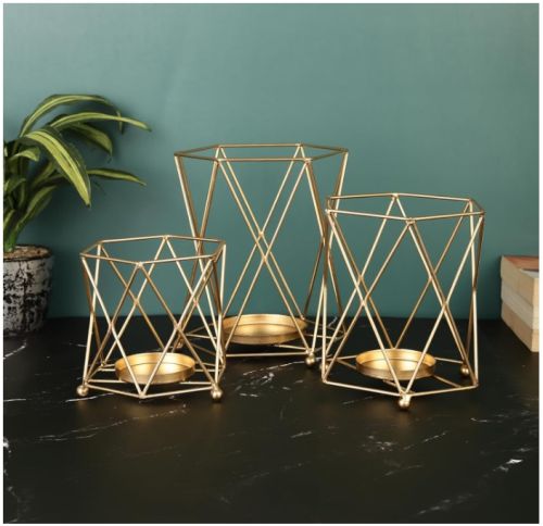 Set of 3 Iron Tealight Candle Holder