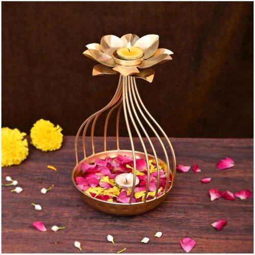 Iron Lotus Shape Tealight Candle Holder