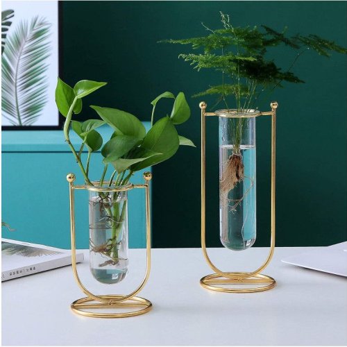 Metal Frame Test Tube Glass Flower Vase