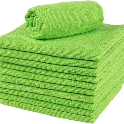 350 GSM Green Microfiber Cleaning Towel