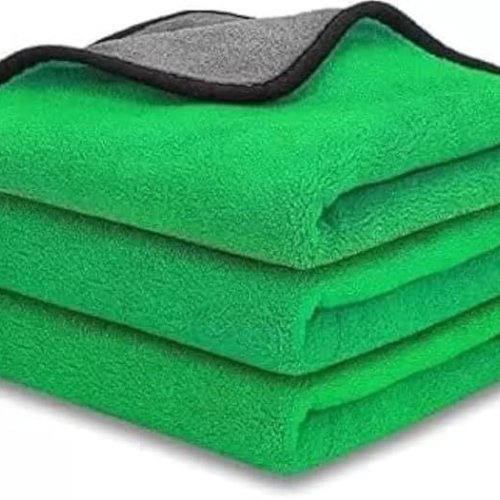 500 GSM Green Microfiber Cleaning Towel