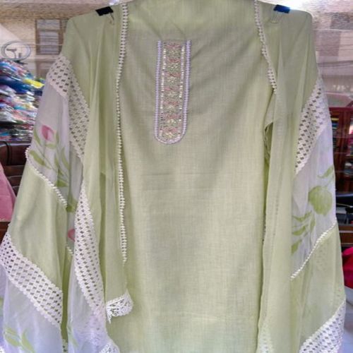 Cotton Creamy Unstitched Suit