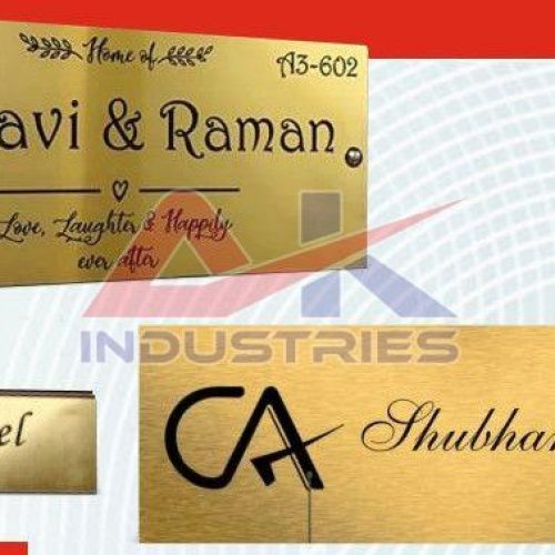 Golden Matt Finish Stainless Steel Name Plates