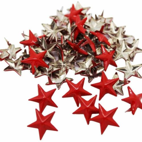 Metal Red Silver Star Stud