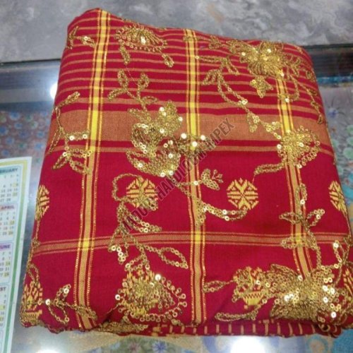 Red Embroidered Fabric