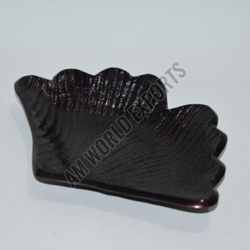 Black Textured Leaf Shaped Platter