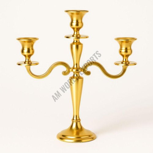 Classic 3 Arm Matte Golden Candelabra