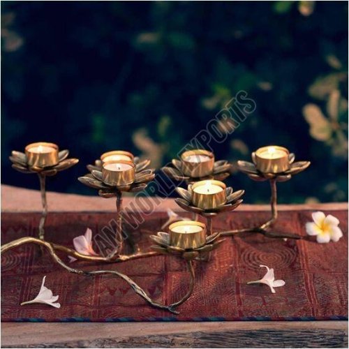 Golden Lotus Flower Candle Holder Centerpiece