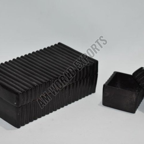Rectangular Ribbed Black Jewelry Box Set OF 2 Pcs
