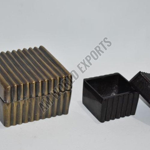 Rectangular Ribbed Golden and Black Jewelry Box Set OF 2 Pcs