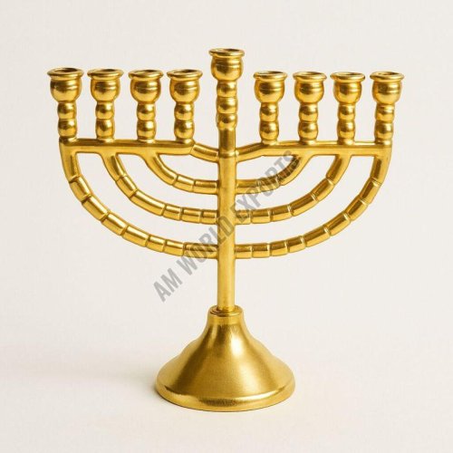 Traditional Golden Aluminum Menorah