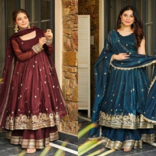 Elegant Heavy Embroidered Sequence Work Anarkali Suit