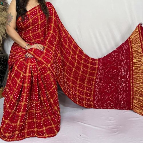 Gajji Silk Pallu Lagdi Pata Saree