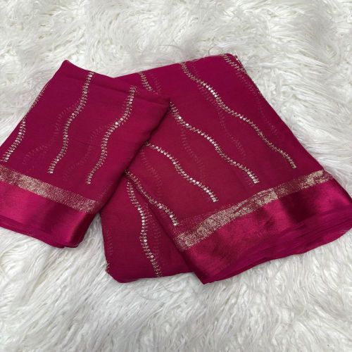 Viscose Georgette Saree with Running Contrast Blouse,