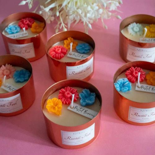 Round Iron Candle Jar With Copper Finish