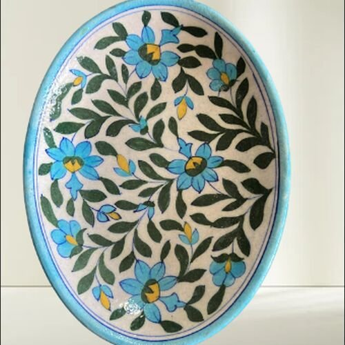 Blue Pottery Oval Tray