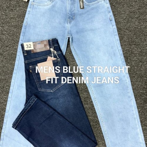 Men Blue Ripped Straight Fit Denim Jeans