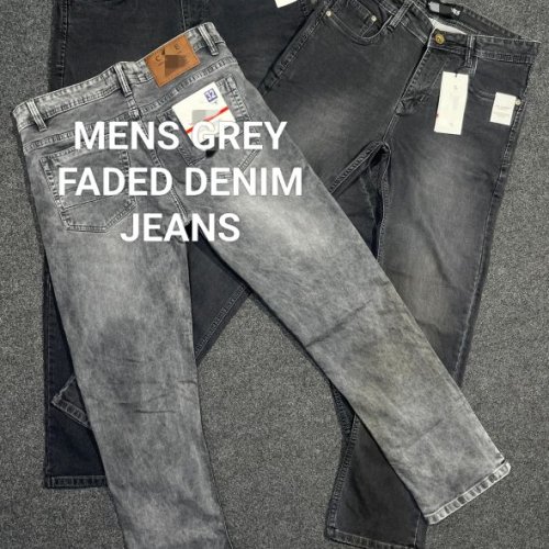 Men Grey Faded Denim Jeans